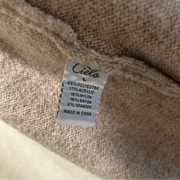 Cielo Open Cardigan Sweater Beige/tan Size L - Picture 2 of 4